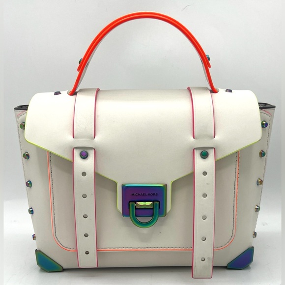 Michael Kors Manhattan Medium Contrast Trim Satchel - Picture 2 of 16